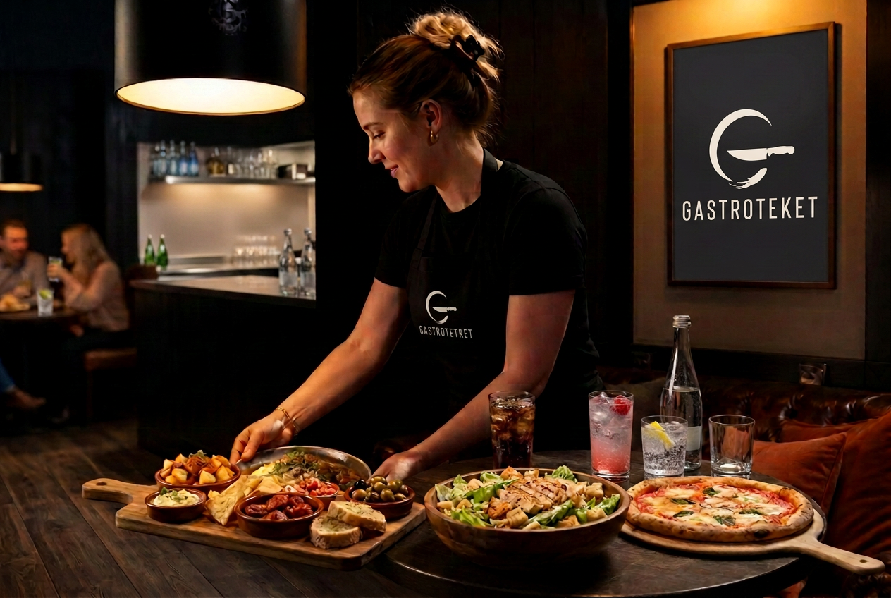 Serveringspersonell som anretter fersk mat fra Gastroteket-løsningen